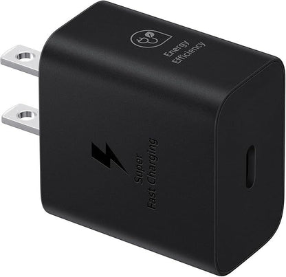 Cargador original Samsung de 25 W con carga súper rápida.
