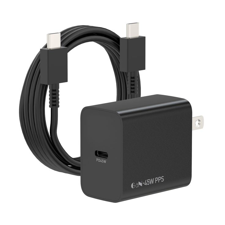 Cargador de pared USB-C original Samsung de 45 W con carga súper rápida.