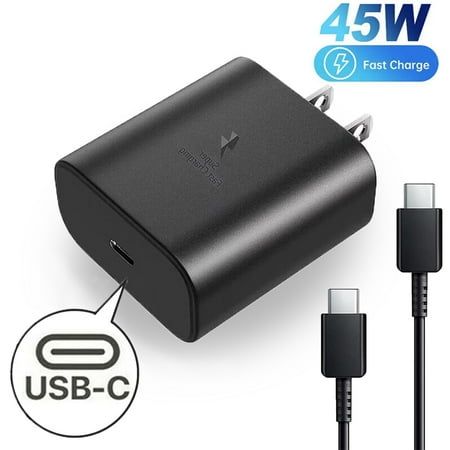 Cargador de pared USB-C original Samsung de 45 W con carga súper rápida.