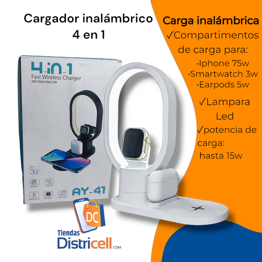 Cargador inalámbrico 4 en 1 LED