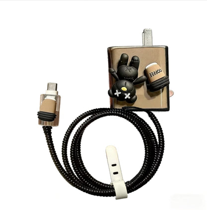Funda protectora para cargador Xiaomi de 33 W con diseño de dibujos animados y juego de protectores para cable.
