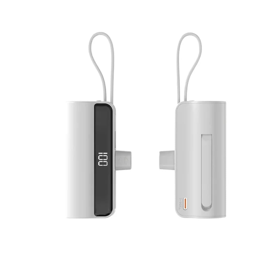 Mini batería externa portátil de 5000 mAh, cargador compacto USB.